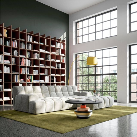 BRETZ OCEAN 7 DESIGN ZETEL MET LONGCHAIR grijs fluweel design zetel tufty time